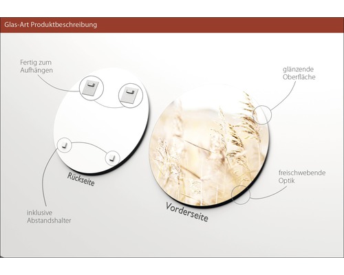 Glasbild mit Aufhängung und Abstandshalter