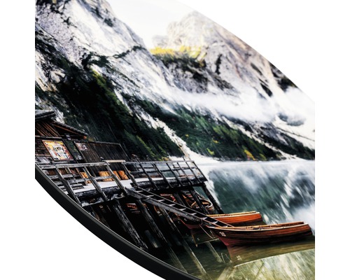 Image murale avec lac de montagne et bateaux