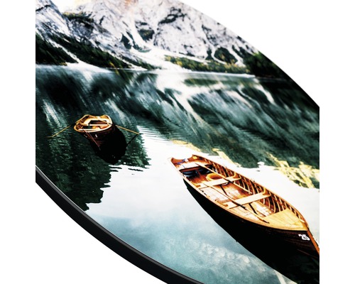 Tableau mural décoratif avec un lac et des bateaux