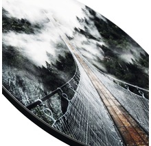 Tableau mural représentant un pont suspendu entouré d''une forêt et de brouillard
