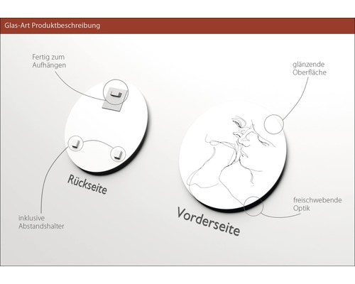 Glasbild mit Aufhängevorrichtung und Abstandshalter