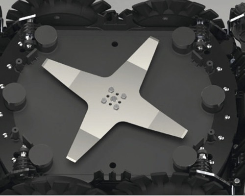 Gros plan d''une lame de robot tondeuse