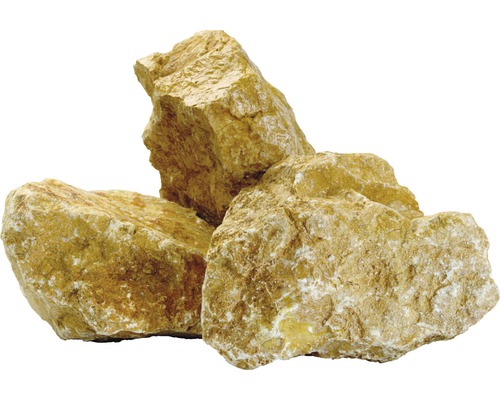 Drei dekorative Kalksteine für den Garten