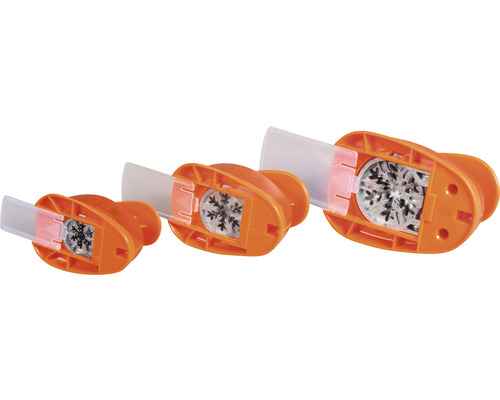 Drei Motivstanzer mit Schneeflockenmotiv in verschiedenen Größen