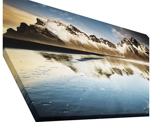 Tableau sur toile avec paysage de montagne et reflet dans l''eau