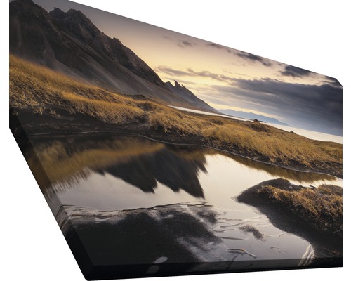 Tableau sur toile avec paysage de montagne et reflet dans l''eau