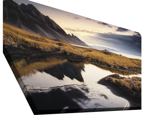 Tableau sur toile avec paysage de montagne et reflet dans l''eau