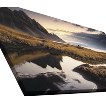 Impression sur toile avec paysage de montagne et réflexion de l''eau