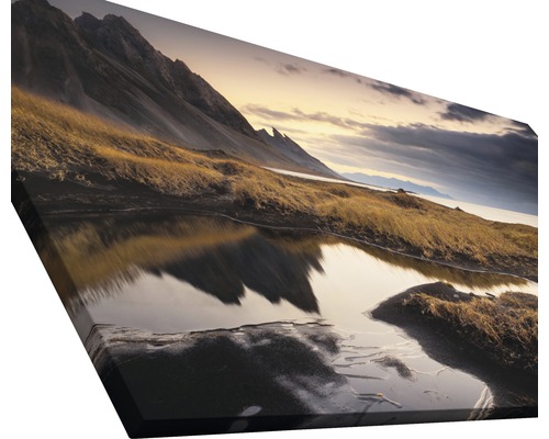 Image sur toile avec motif de paysage montrant des montagnes et une étendue d''eau