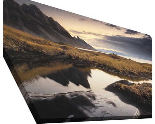Impression sur toile avec paysage de montagne et reflet dans l''eau