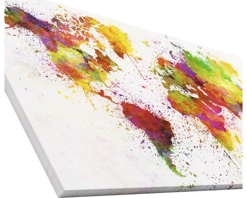 Tableau sur toile représentant une carte du monde dans le style aquarelle