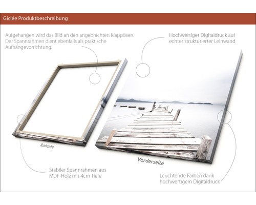 Leinwandbild mit Holzrahmen und See-Motiv