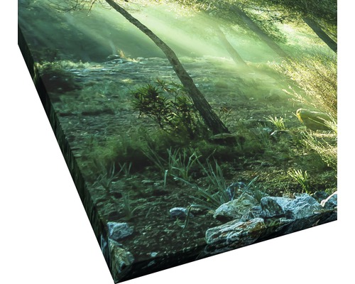 Tableau sur toile avec motif de forêt et rayons de soleil