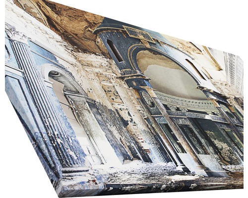 Tableau sur toile représentant l''intérieur d''un bâtiment en état de destruction