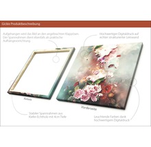 Digitaldruck auf Leinwand mit Blumenmuster und Holzrahmen
