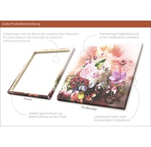 Giclée Kunstdruck auf Leinwand mit Blumenmotiv und Holzrahmen