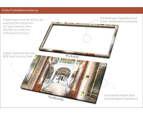 Produktbeschreibung Giclée Druck auf Leinwand mit MDF Rahmen