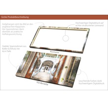 Produktbeschreibung einer Giclée Leinwand mit Rahmen aus Kiefernholz und Digitaldruck