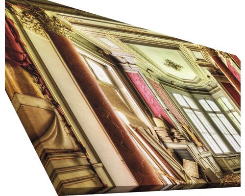 Peinture d''une salle lumineuse avec des colonnes et des fenêtres