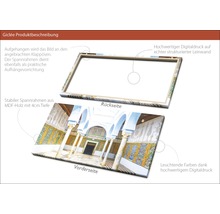 Produktbeschreibung eines Giclée-Drucks auf Leinwand mit MDF-Rahmen, Vorder- und Rückseite