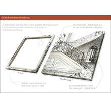 Leinwandbild mit Treppenhausmotiv, aufgespannt auf einen MDF Rahmen