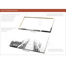 Produktbeschreibung Giclée Leinwand mit Kiefernholzrahmen, Vorder- und Rückseite