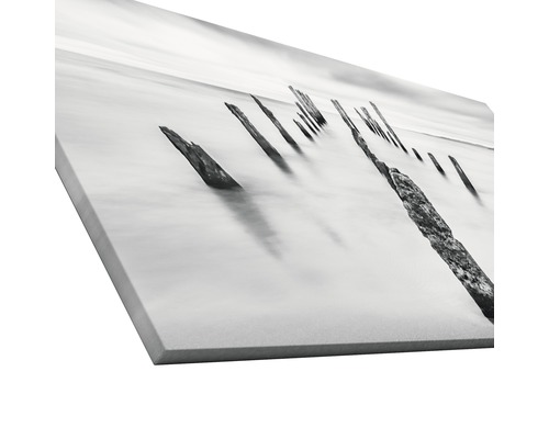 Schwarzweiß-Leinwanddruck mit Küstenmotiv