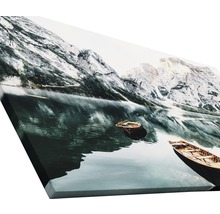Leinwanddruck mit Bergsee und Booten