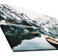 Leinwandbild mit Bergsee und Booten