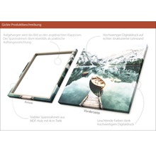 Giclée Kunstdruck auf Leinwand mit Bergsee-Motiv und Holzrahmen