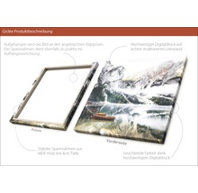 Leinwandbild mit Bergsee-Motiv, MDF-Holzrahmen und Digitaldruck