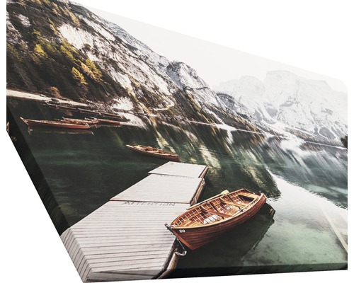 Tableau sur toile avec lac de montagne et embarcadère