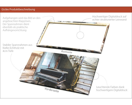 Produktabbildung eines Leinwandbildes mit Holzrahmen und Aufhängvorrichtung