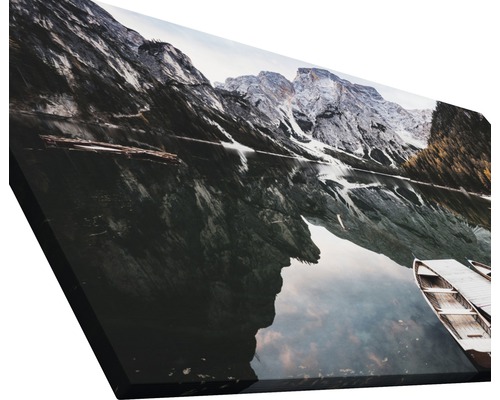 Leinwandbild mit Bergsee und Booten