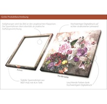 Leinwandbild mit Blumenmuster, digital bedruckt, mit MDF-Holzrahmen