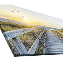 Tableau sur toile avec passerelle en bois menant à la plage