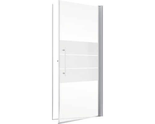 Geöffnete Duschtür aus Glas mit Griff