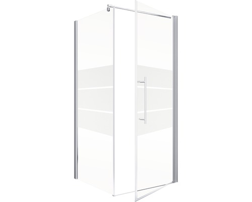 Eckdusche mit Glasabtrennung und Tür