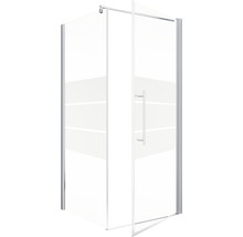 Duschtür mit Seitenwand mit Drehtür SCHULTE Alexa Style 2.0 ExpressPlus 90 x 90 cm Profil aluminium Glasdekor Depoli Light schmutzabweisende Glasbeschichtung inkl. Duschwanne