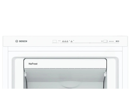 Vue détaillée d''un congélateur avec l''inscription NoFrost et le logo Bosch