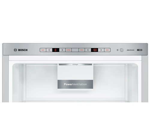 Intérieur d''un réfrigérateur Bosch avec affichage numérique et PowerVentilation