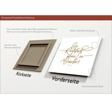 Description du produit Decopanel avec dos du cadre, face avant, surface mate et aspect flottant