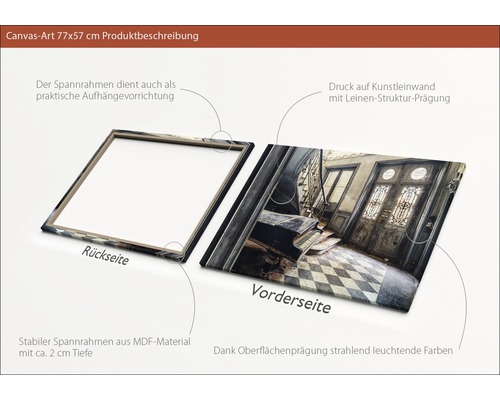 Photo sur toile avec cadre en MDF, profondeur d''environ 2 cm, toile avec structure de lin