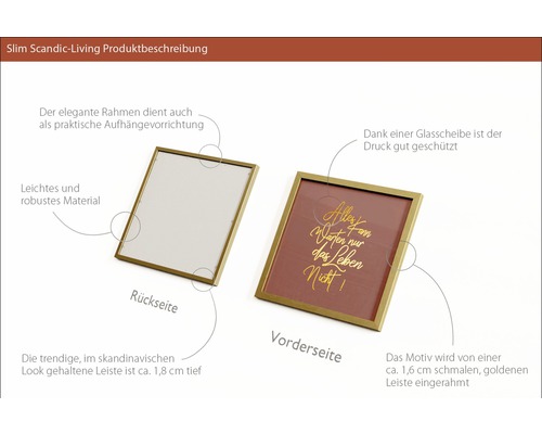 Dekorativer Bilderrahmen mit schmalem, goldenem Rahmen für die Wandmontage