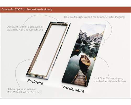 Description du produit Toile imprimée 27x77 centimètres avec cadre en bois et motif de paysage