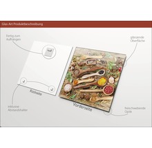 Image en verre avec motif d''épices, support de fixation murale inclus