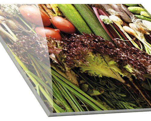 Image en verre acrylique avec motif de légumes