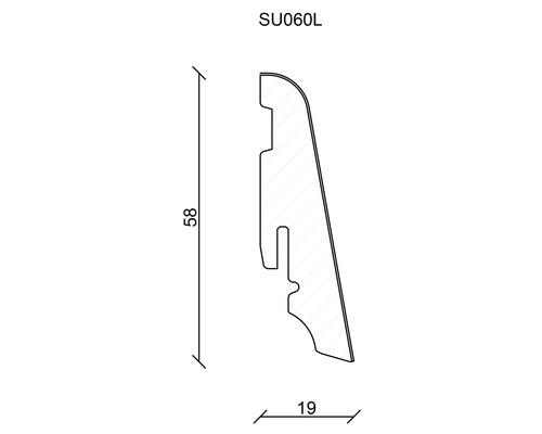 Baguette profilée de dimensions 58 x 19 millimètres