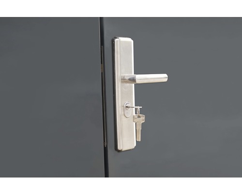 Tür mit silberner Türklinke und Schlüssel