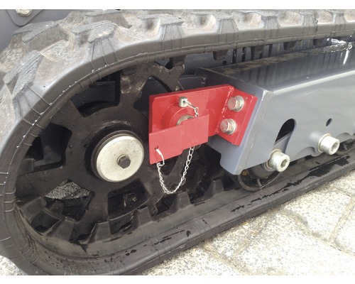 Vue détaillée d''une chenille sur un engin de chantier